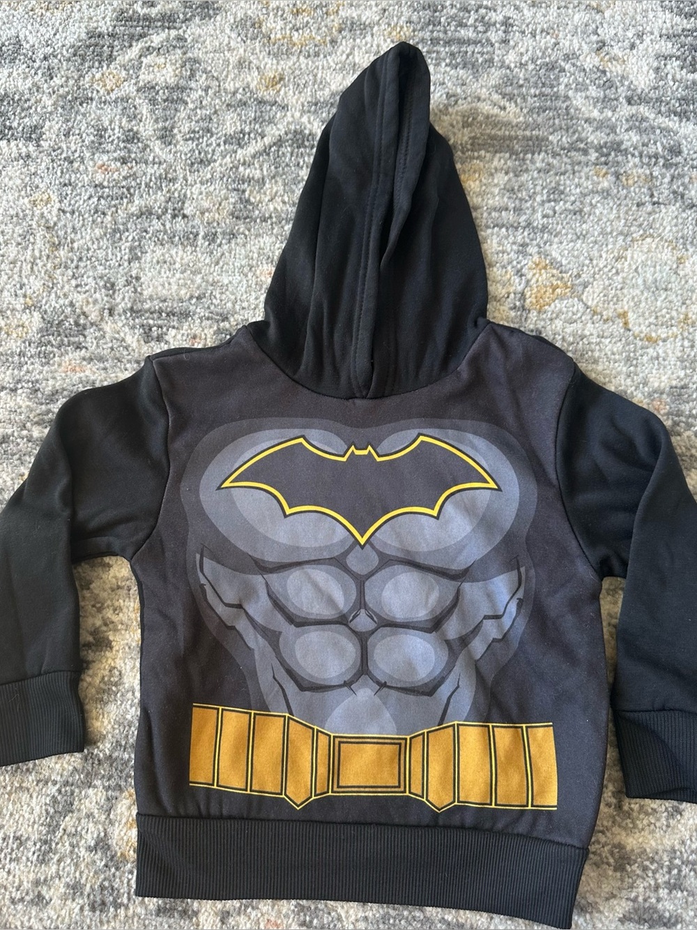 Batman Black and Yellow Muscle Hoodie Costume Top